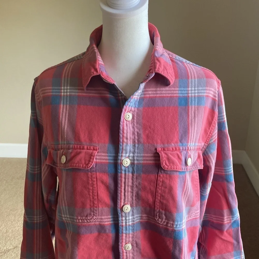 J. Crew Red and Blue Casual Button Down. Size S. Flannel. 100% cotton.